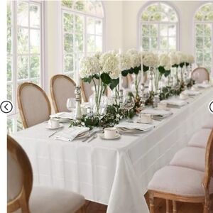 60 X 84 Inch Rectangular White Tablecloth With Square Pattern